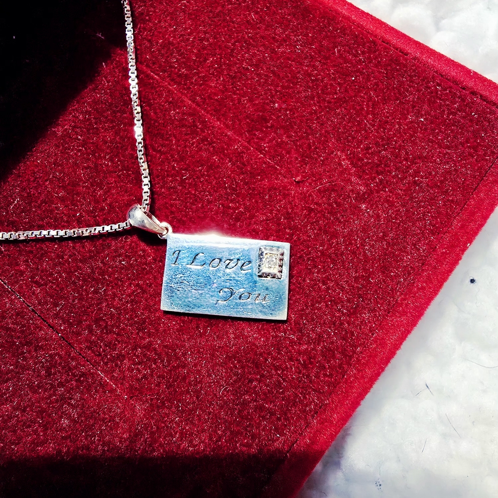 Silver "I Love You Envelope" Necklace